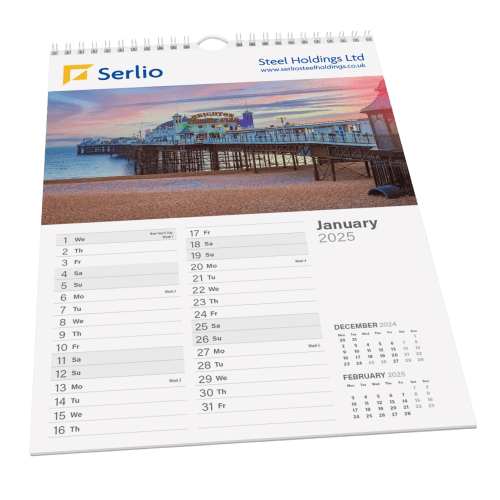 Branded A4 Smart Calendar Wall Planner List in White printed with your logo from Total Merchandise