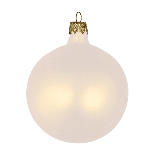 Logo Branded 80mm Glass Baubles in Pearl printed with your company logo from Total Merchandise