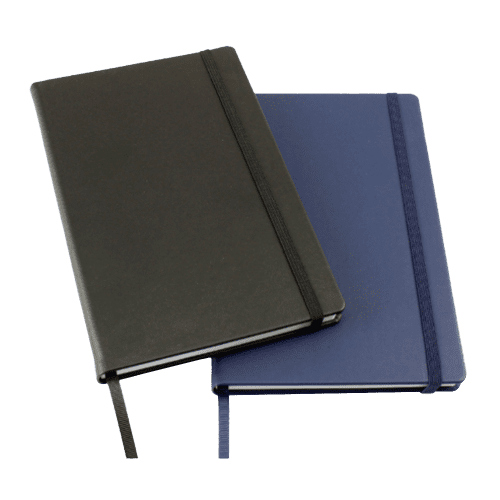 Logo Branded A5 Porto Deluxe Recycled PET Notebook in Black from Total Merchandise