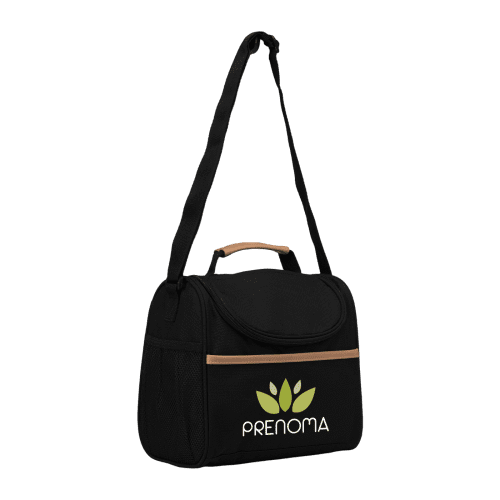 Personalisable rPET Cooler Bags in Black printed with your logo from Total Merchandise