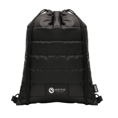 Logo Branded rPET Puffer Drawstring Bags in Black customised with your logo from Total Merchandise