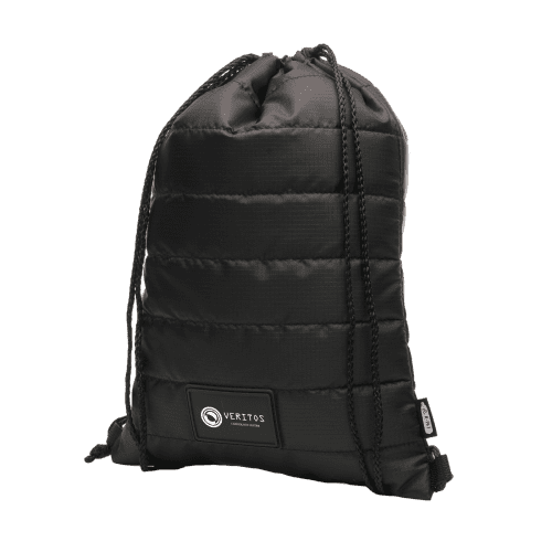 Custom Branded rPET Puffer Drawstring Bags in Black customised with your logo from Total Merchandise