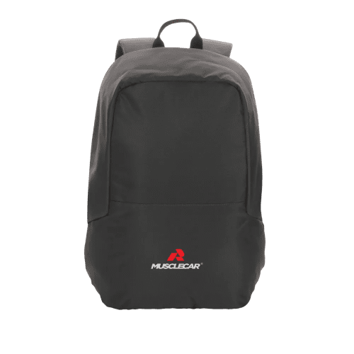 Customisable Impact AWARE™ RPET Anti-Theft Backpack in Black with your logo from Total Merchandise
