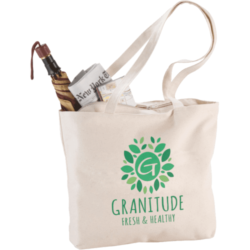Heavyweight Zippered Cotton Tote Bags in Natural