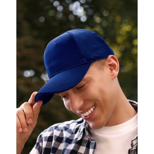 Lifestyle image of the Eco Sports Mesh Caps with a design from Total Merchandise