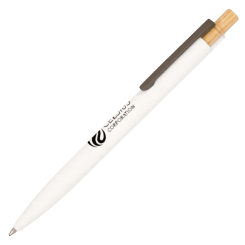 Custom Branded Refresh Recycled Ball Pen in White branded with your logo from Total Merchandise
