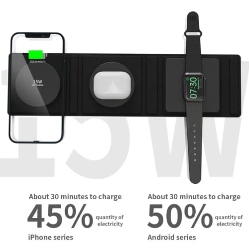 Logo Printed Nomad Wireless 3 in 1 Chargers in Black branded with your logo from Total Merchandise