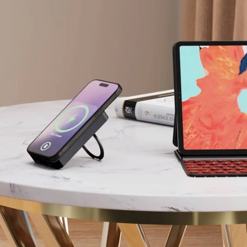Personalisable Noir Ion MagSafe Powerbank in Black branded with your logo from Total Merchandise