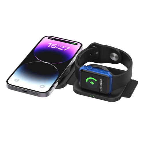 Custom Printed Noir Duo Wireless Charger in Black personalised with your logo from Total Merchandise