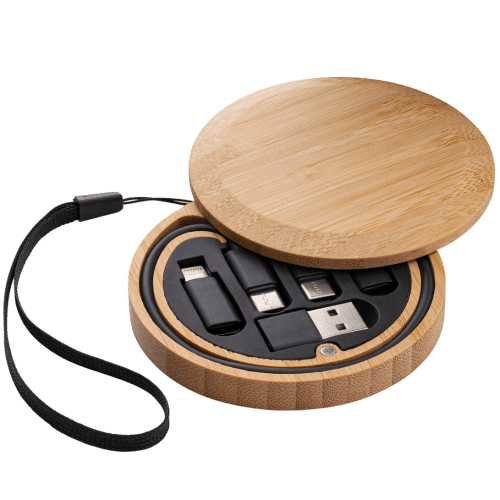 Logo branded Bamboo Reeves-Convertics 6-in-1 Charging Cable with a design from Total Merchandise