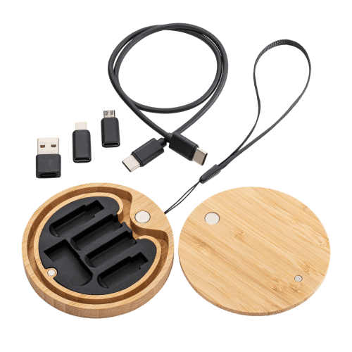 Branded Bamboo Reeves-Convertics 6-in-1 Charging Cable with a design from Total Merchandise
