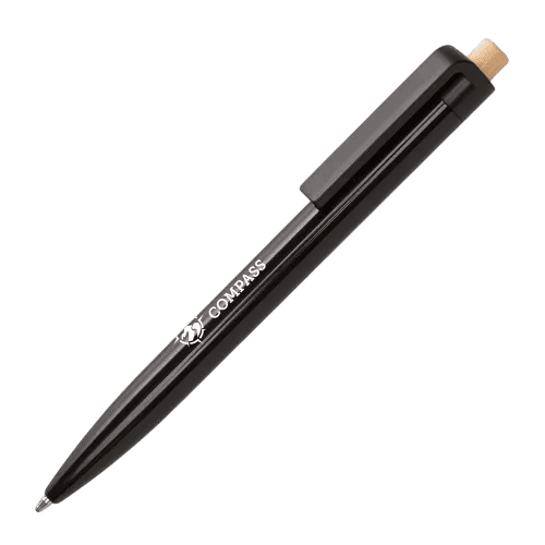 Logo Printed Glossy Recycled Ballpen in Black printed with your company logo from Total Merchandise