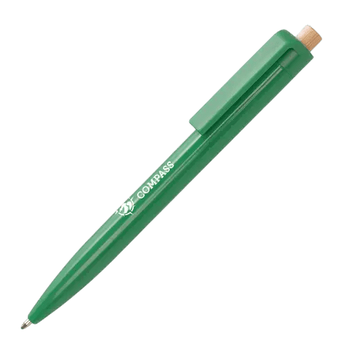 Promotional Glossy Recycled Ballpen in Green printed with your company logo from Total Merchandise