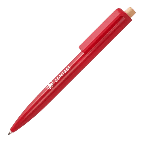 Personalisable Glossy Recycled Ballpen in Red printed with your company logo from Total Merchandise