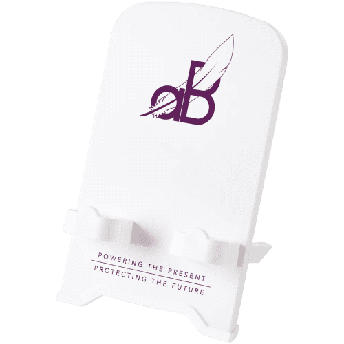 Customisable Dok Phone Stands in White branded with your logo from Total Merchandise