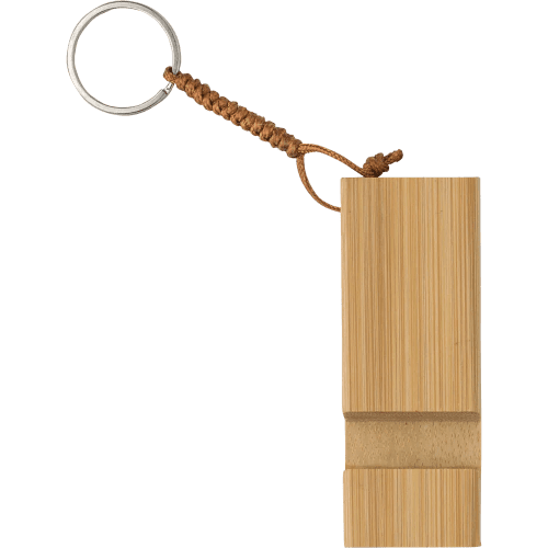 Personalisable Bamboo Keychain Phone Stand in Bamboo with your logo from Total Merchandise