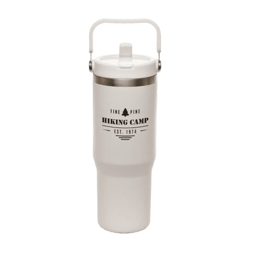 Logo Branded 900ml Everest Hydra-Flip Tumbler in White with a design from Total Merchandise
