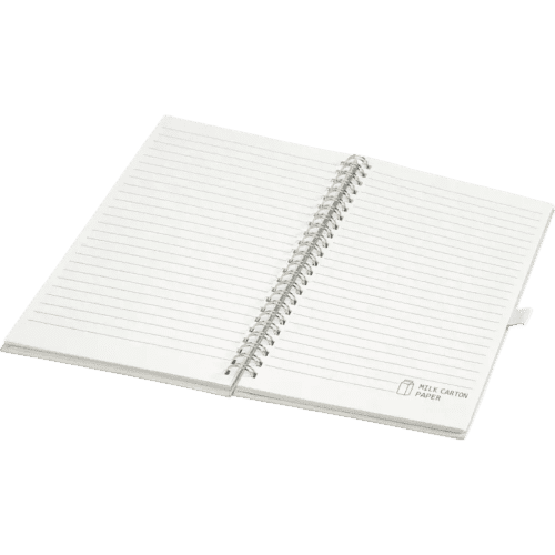 Customisable Dairy Dream Recycled Milk Carton A5 Spiral Notebook in White from Total Merchandise