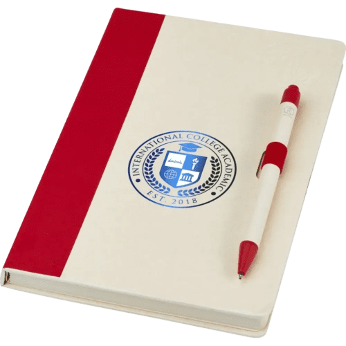 Logo Branded Dairy Dream Recycled Milk Carton A5 Notebook & Pen Set in Red from Total Merchandise