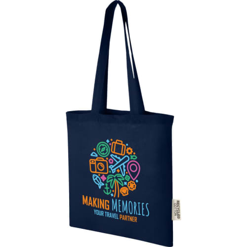 Madras Recycled Cotton Tote Bag in Navy