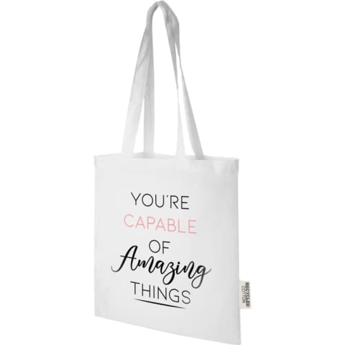 Madras Recycled Cotton Tote Bag in White