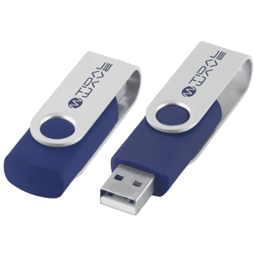 4GB Twister USB Drive in Blue/Silver