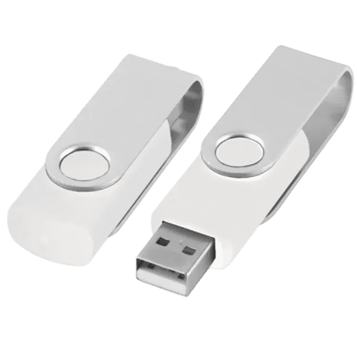 4GB Twister USB Drive in White/Silver
