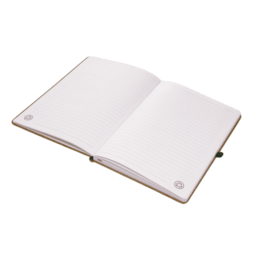 Personalisable A5 Tea Ground Cork Notebook in Natural with your logo from Total Merchandise