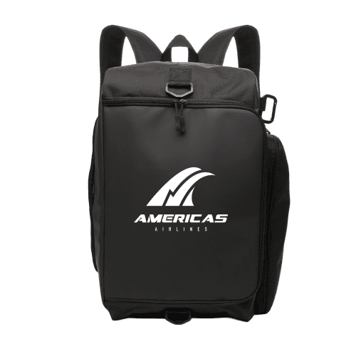 Logo Branded Recycled 2-in-1 Duffle Backpack in Black printed with your logo from Total Merchandise