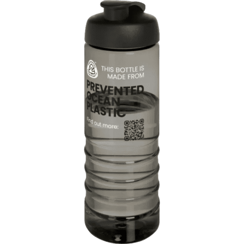 H2O Active® Eco Treble 750ml Flip Lid Sport Bottle in Charcoal/Solid Black