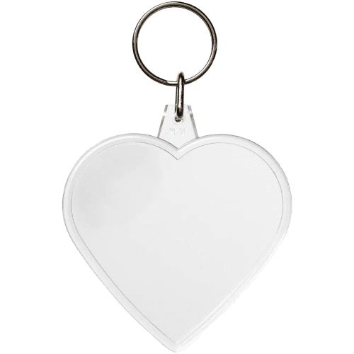 Personalisable Heart Shaped Keyring in Transparent printed with your logo from Total Merchandise