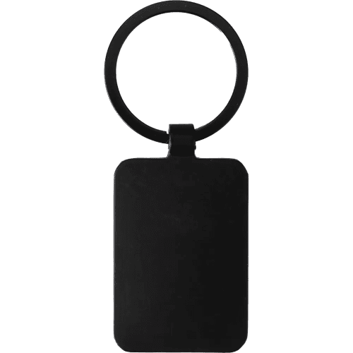 Personalisable Oblong Metal and Bamboo Keyring in Black/Natural branded with your company logo