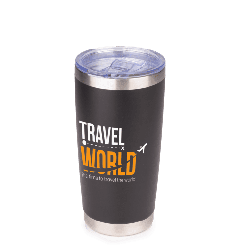 Promotional 500ml Summit Travel Cup in Black with a design from Total Merchandis