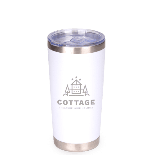 Logo Branded 500ml Summit Travel Cup in White with a design from Total Merchandise