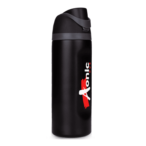 Customisable Safety Lock Fusion Metal Bottle in Black branded with your logo from Total Merchandise