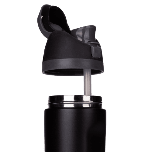 Personalised Safety Lock Fusion Metal Bottle in Black branded with your logo from Total Merchandise