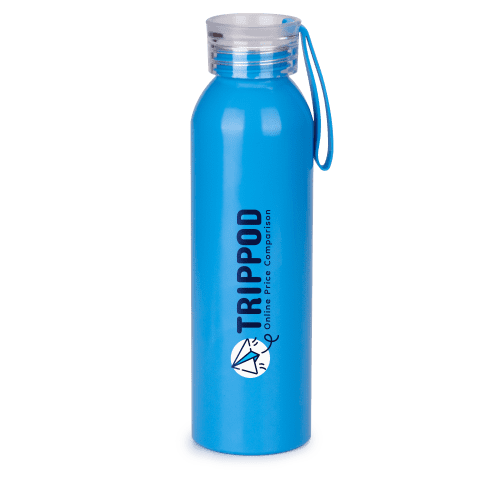 Promotional printed Recycled Aluminium Water Bottle in Blue with a design from Total Merchandise