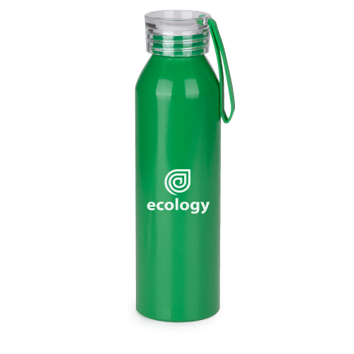 Branded Recycled Aluminium Water Bottle in Green with a design from Total Merchandise