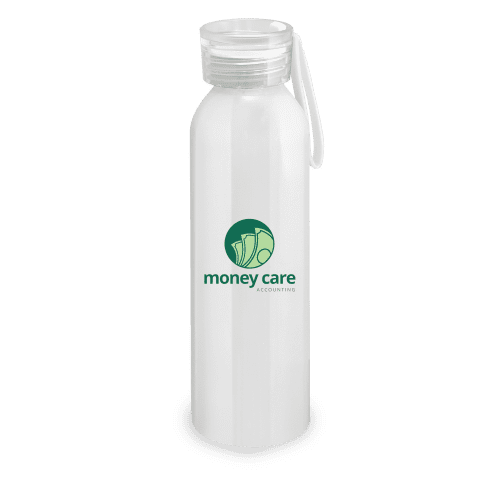 Logo printed Recycled Aluminium Water Bottle in White with a design from Total Merchandise