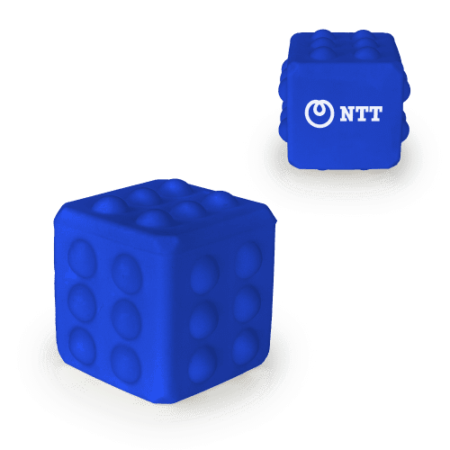 Personalisable Pop It Cubes in Blue branded with your company logo from Total Merchandise