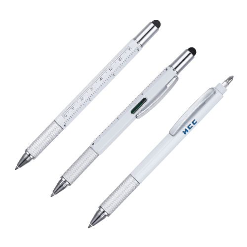 Promotional Multi Tool Pen in White printed with your company logo from Total Merchandise