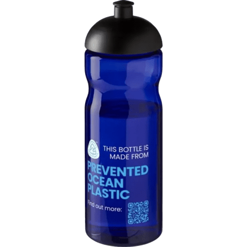 Promotional 650ml H2O Active Eco Base Sports Bottles in Blue/Solid Black from Total Merchandise