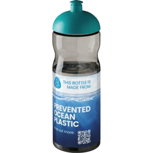 Personalised 650ml H2O Active Eco Base Sports Bottles in Charcoal/Aqua from Total Merchandise