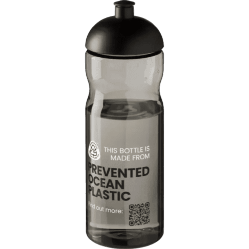 Promotional 650ml H2O Active Eco Base Sports Bottles in Charcoal/Solid Black from Total Merchandise