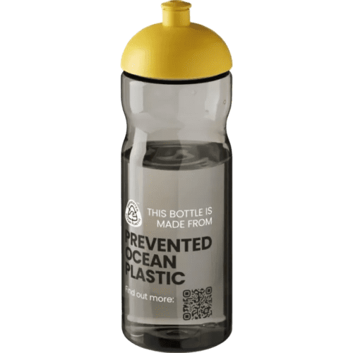 Logo Branded 650ml H2O Active Eco Base Sports Bottles in Charcoal/Yellow from Total Merchandise