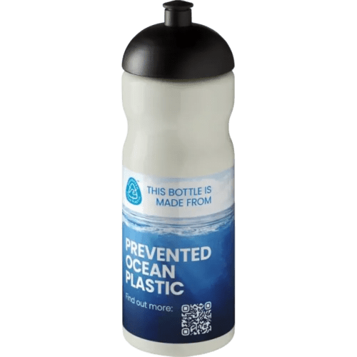 Logo printed 650ml H2O Active Eco Base Sports Bottles in Ivory White/Black from Total Merchandise