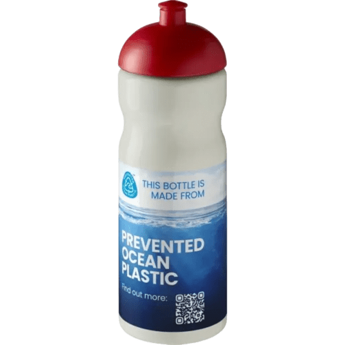 Branded 650ml H2O Active Eco Base Sports Bottles in Ivory White/Red from Total Merchandise