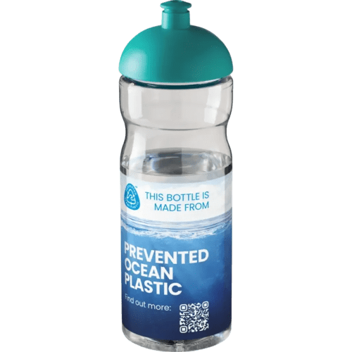 Printed 650ml H2O Active Eco Base Sports Bottles in Transparent/Aqua Blue from Total Merchandise