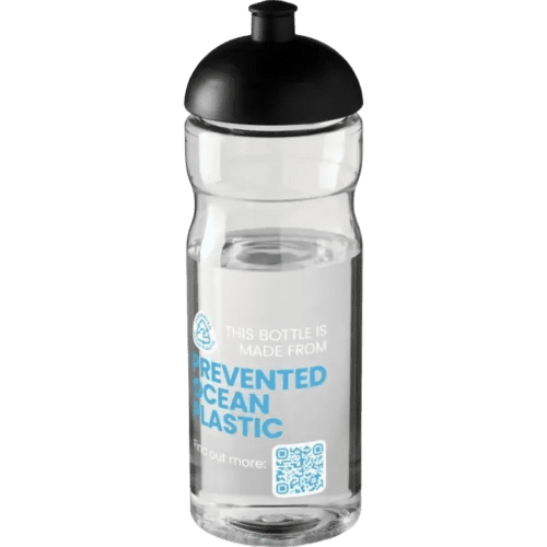 Custom 650ml H2O Active Eco Base Sports Bottles in Transparent/Black from Total Merchandise