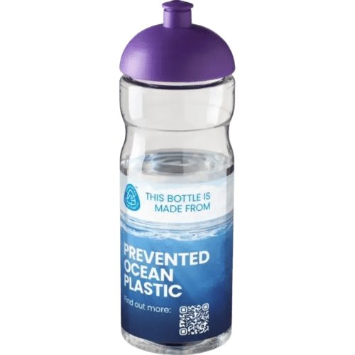 Custom 650ml H2O Active Eco Base Sports Bottles in Transparent/Purple from Total Merchandise